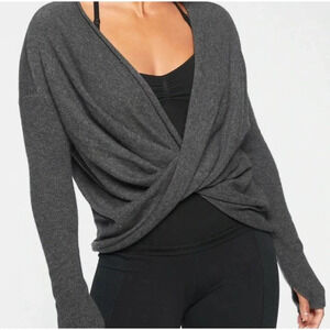 Athleta Charcoal Gray Twist-Front Women's Sweater